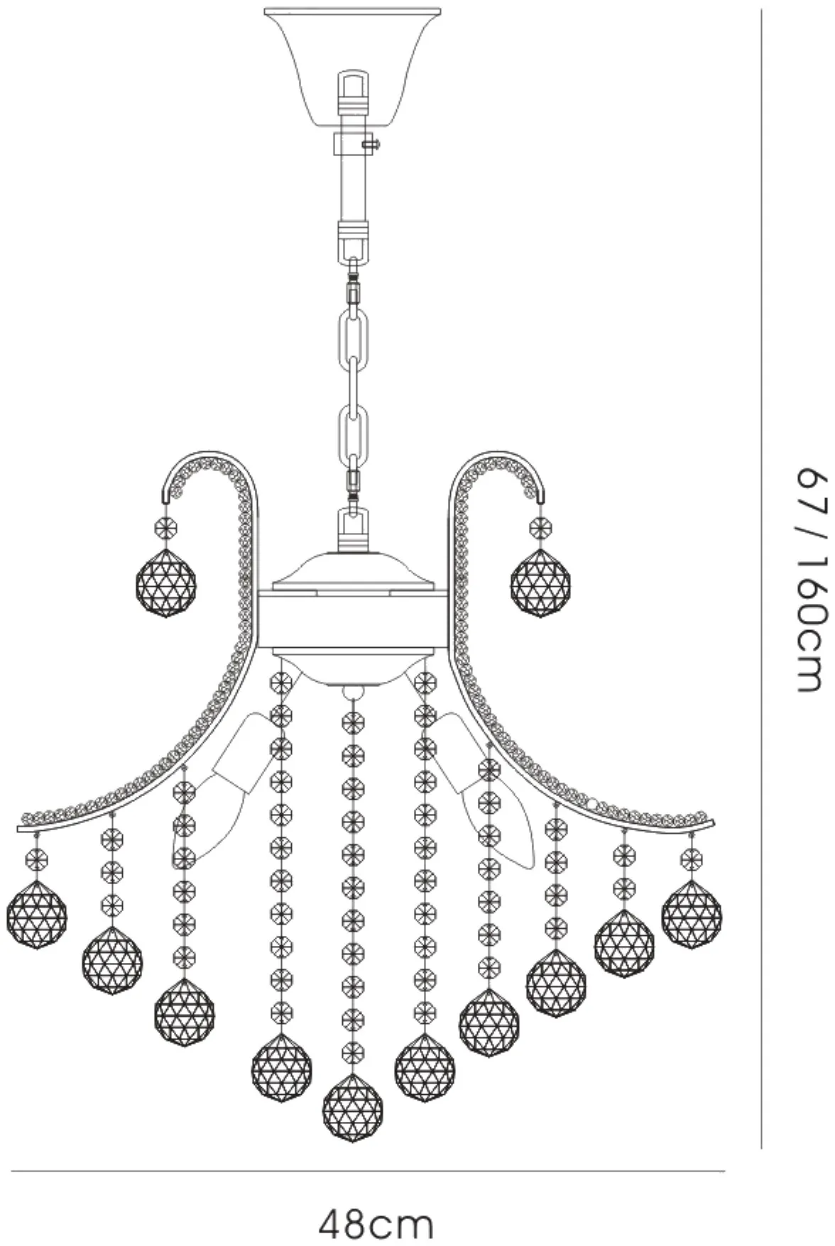 Bask Crystal Chandelier 4 Light Polished Chrome IL30016  Diyas Bask